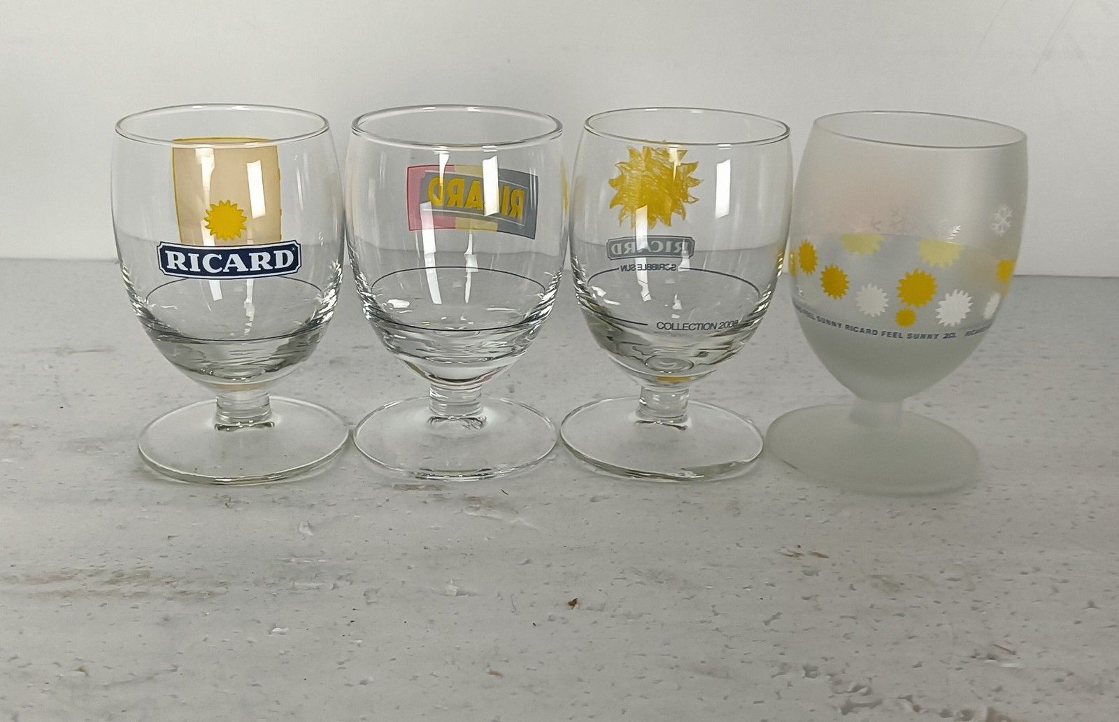 Collection Of 4 Different Vintage French Ricard Glasses Pastis Apero France Coll photo 59.0