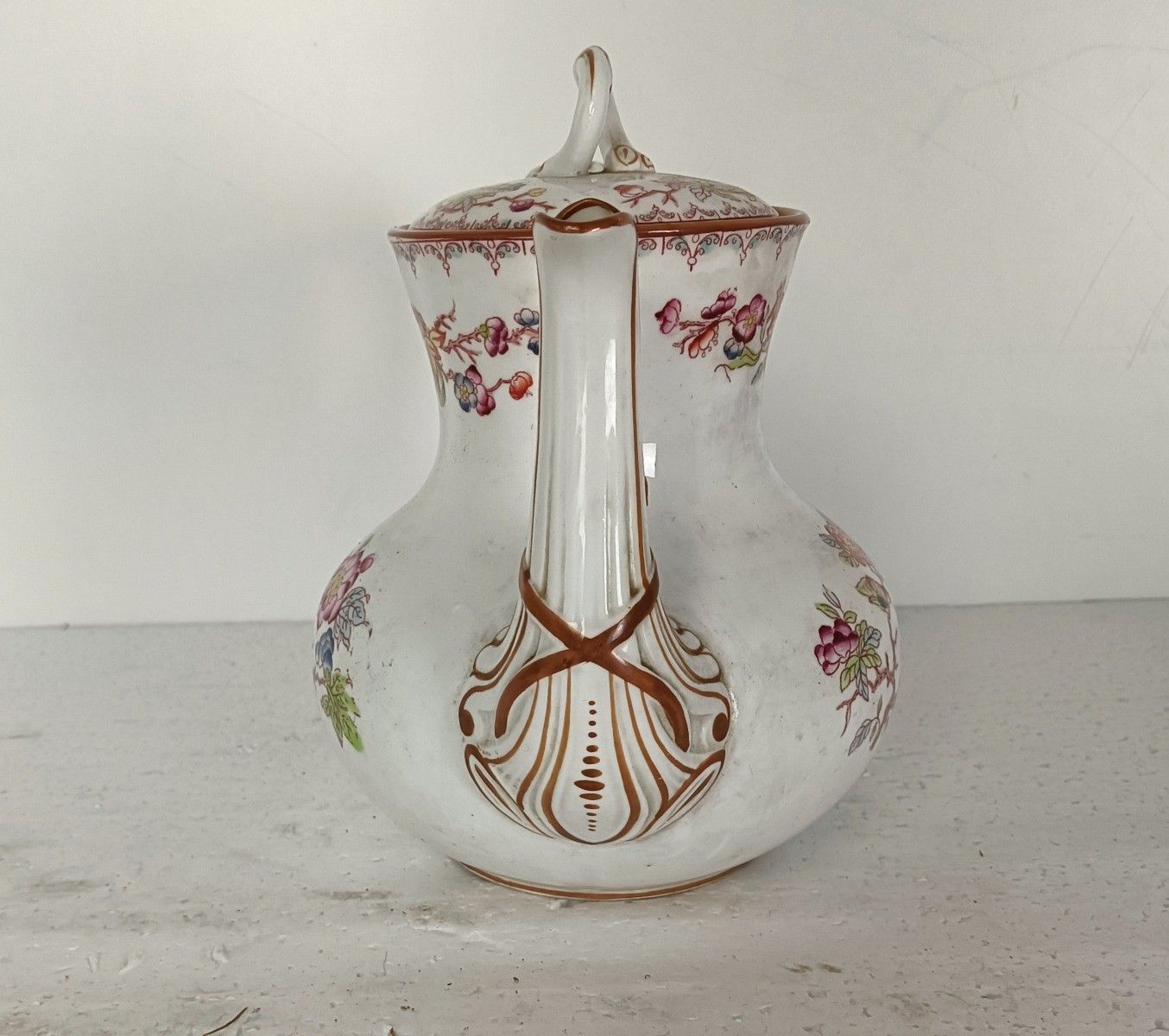 19th Century Sarreguemines Teapot Minton 252 Pattern  Marked France  Porcelain photo 174.0