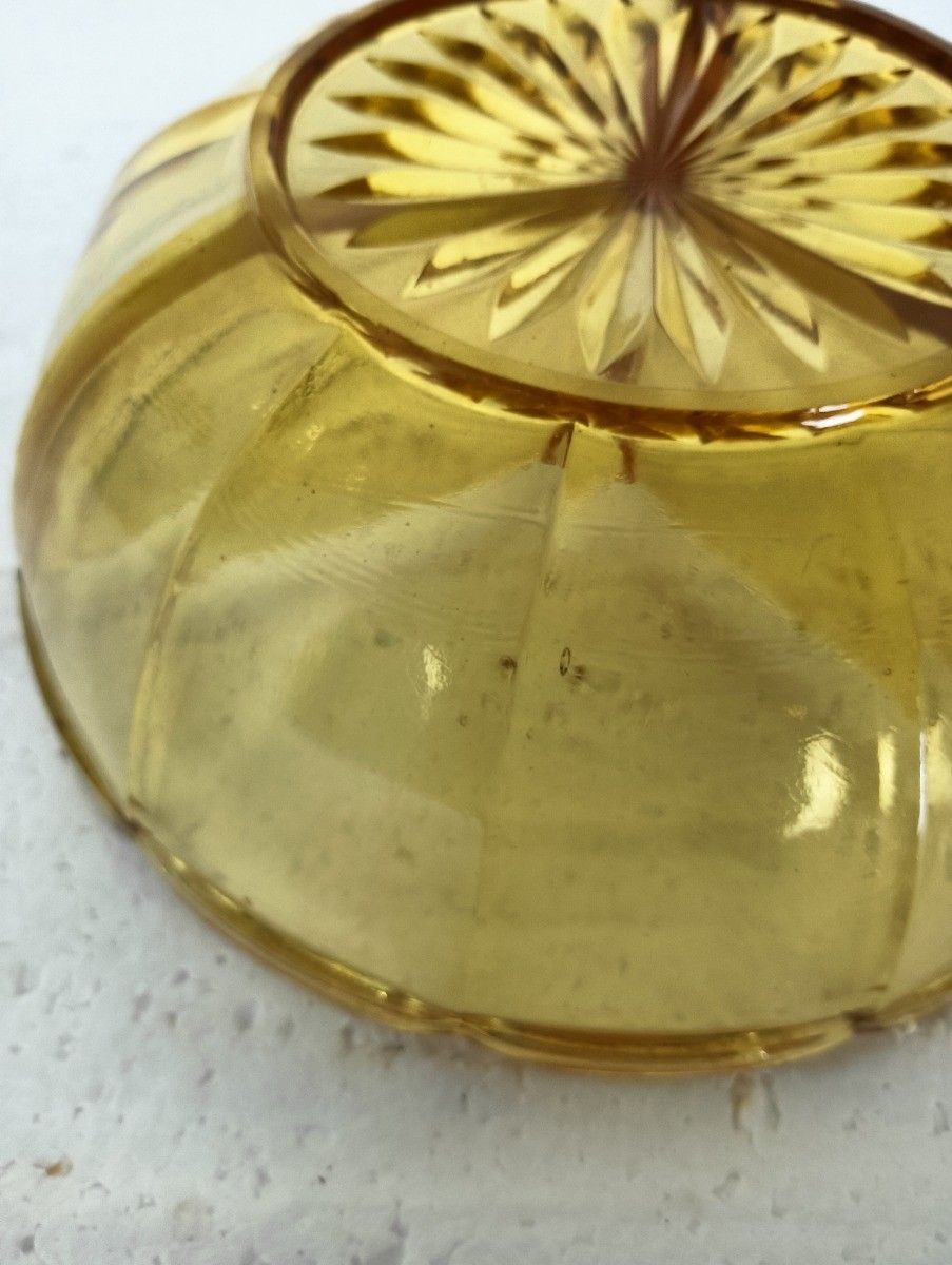 Antique Art Deco Amber Glass Dish, Bowl, Apetizer Dish, Bonbon Dish,  Luxval Val photo 80.0
