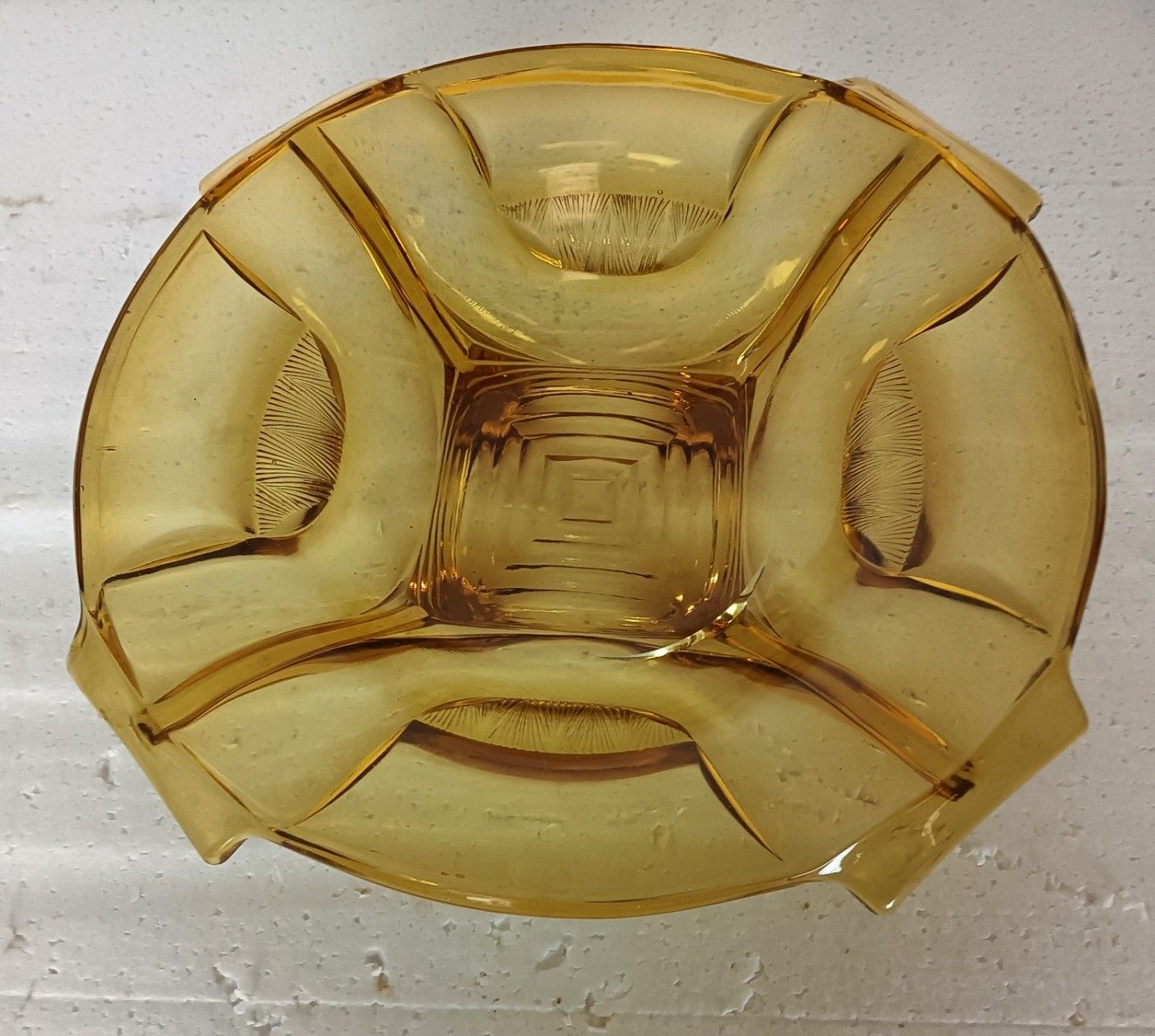 Antique Art Deco Brown Amber Art Glass Dish Serving Platter Cake Stand Stylish photo Home Decor