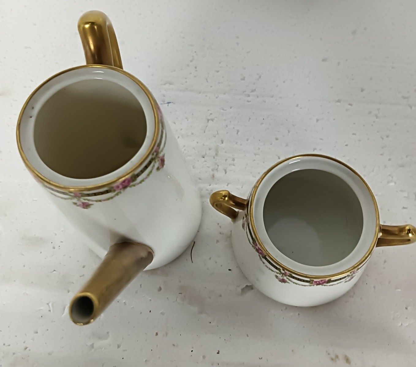 Art Deco Set Of 3 Limoges J.G. France Creamer Sugar Bowl Teaset Delicate Antique photo Home Decor
