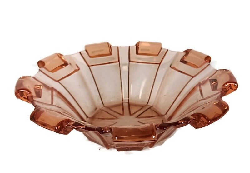 Art Deco Bowl Dish Centerpiece Basket Art Glass Pink Antique Decorative Czechia