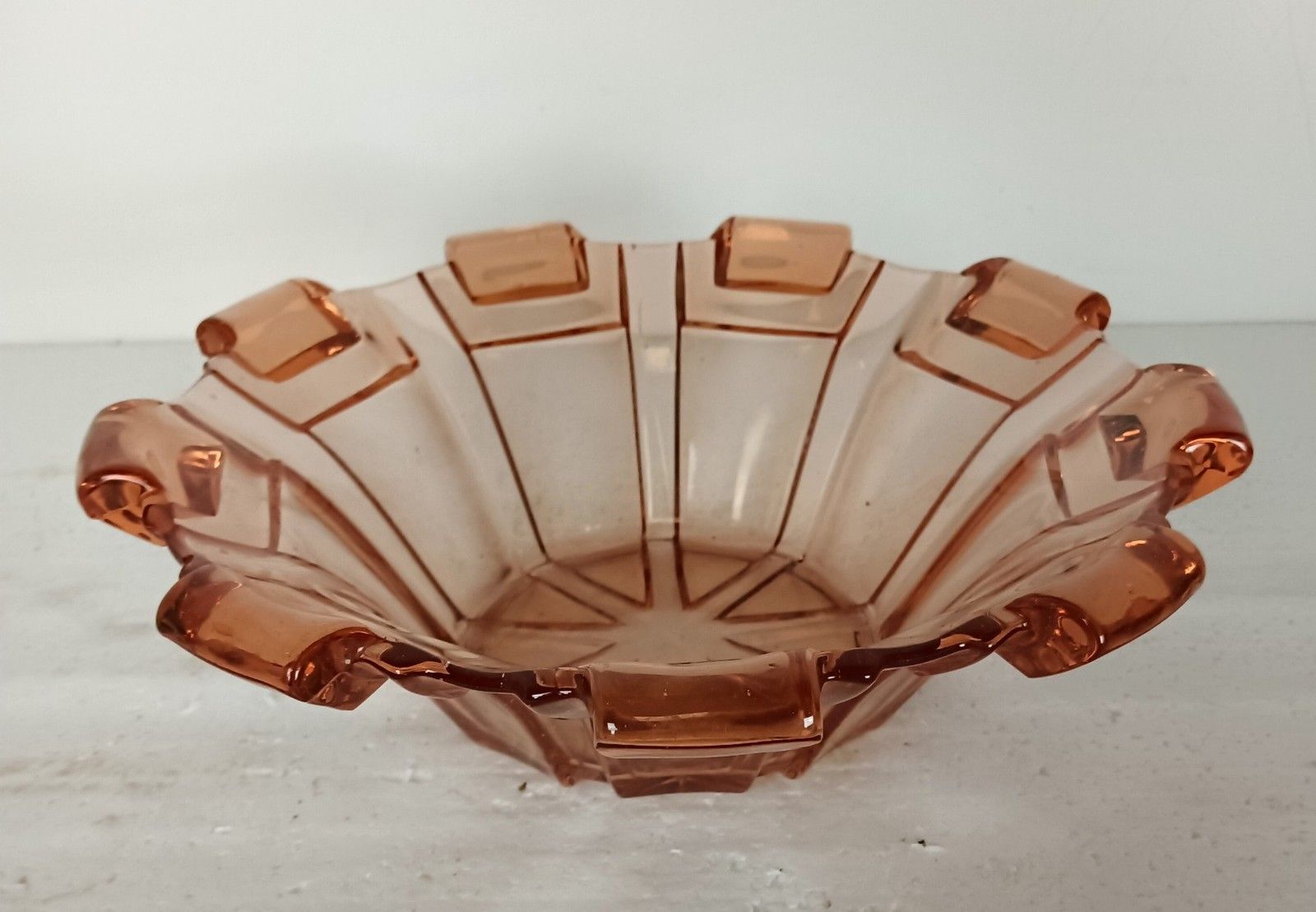 Art Deco Bowl Dish Centerpiece Basket Art Glass Pink Antique Decorative Czechia photo Home Decor