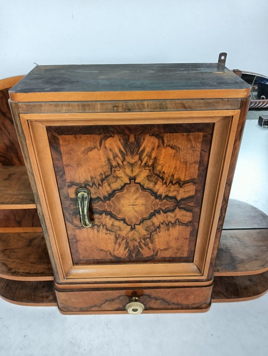 Stunning Antique Art Deco Standing Cabinet Medicine Apothecary Root Wood Wow photo buy