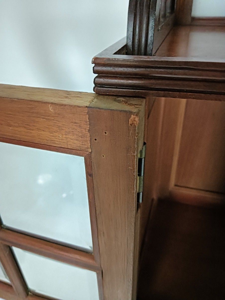 Large Antique Art Deco Cabinet Wall Hanging Display Buffet Beveled Glass Wood photo furniture