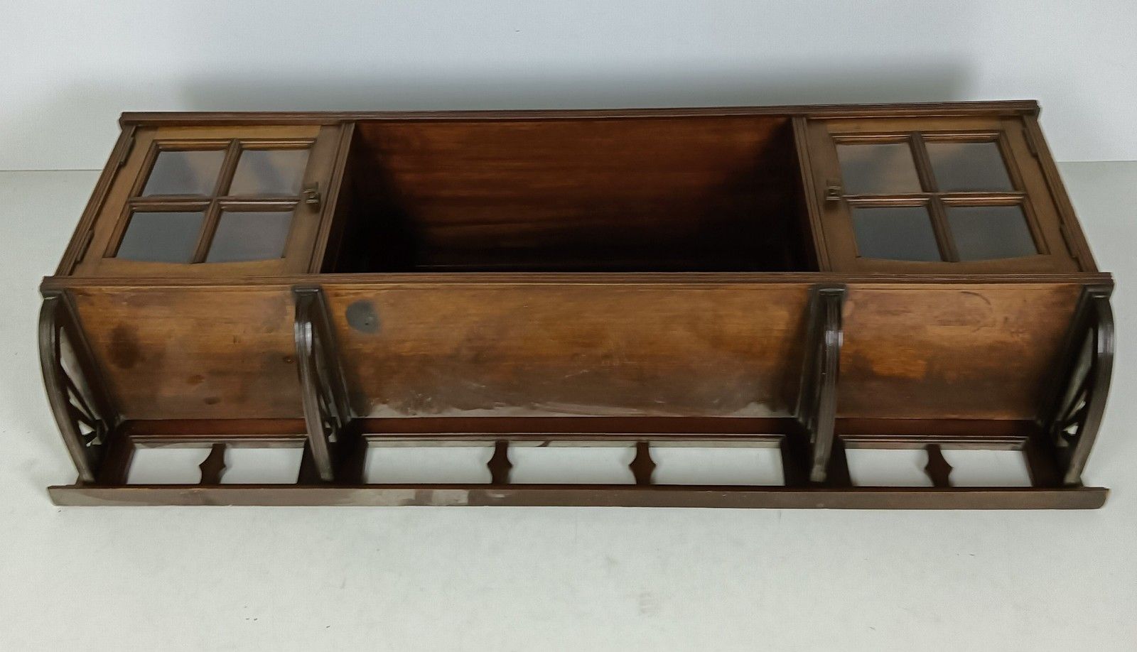 photo furniture Large Antique Art Deco Cabinet Wall Hanging Display Buffet Beveled Glass Wood