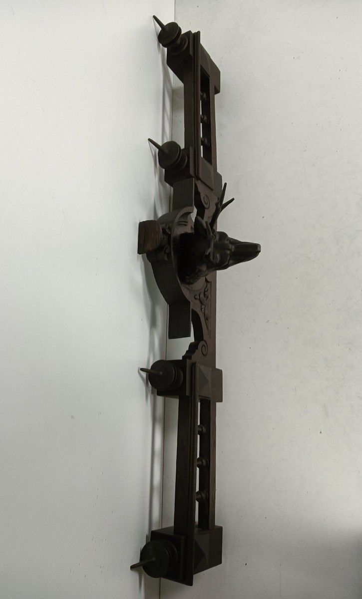 Antique Hand Carved Wooden Pediment Over Door Deer Black Forest Reclaimed Archit photo 1118.0