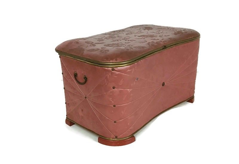 Art Deco Art Nouveau Antique Large Laundry Box Basket Sewing Quilting Storage