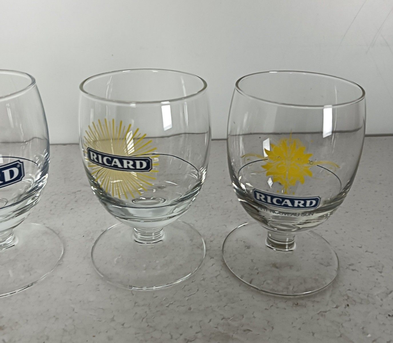 Different Vintage French Ricard Glasses Pastis Apero  Collector Set Of 4 France photo for sale