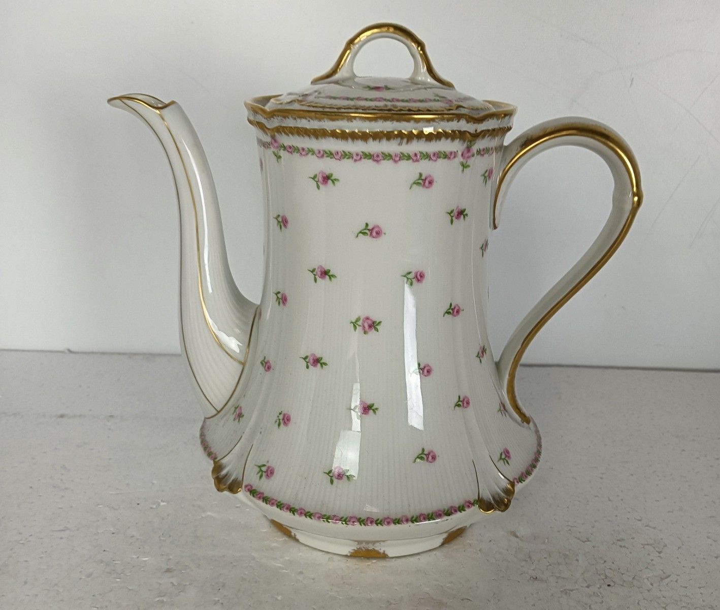 Tea Coffee Pot  Breakfast Plates Antique Dekor Gilda Limoges  Rose Buds  Frognet photo 134.0