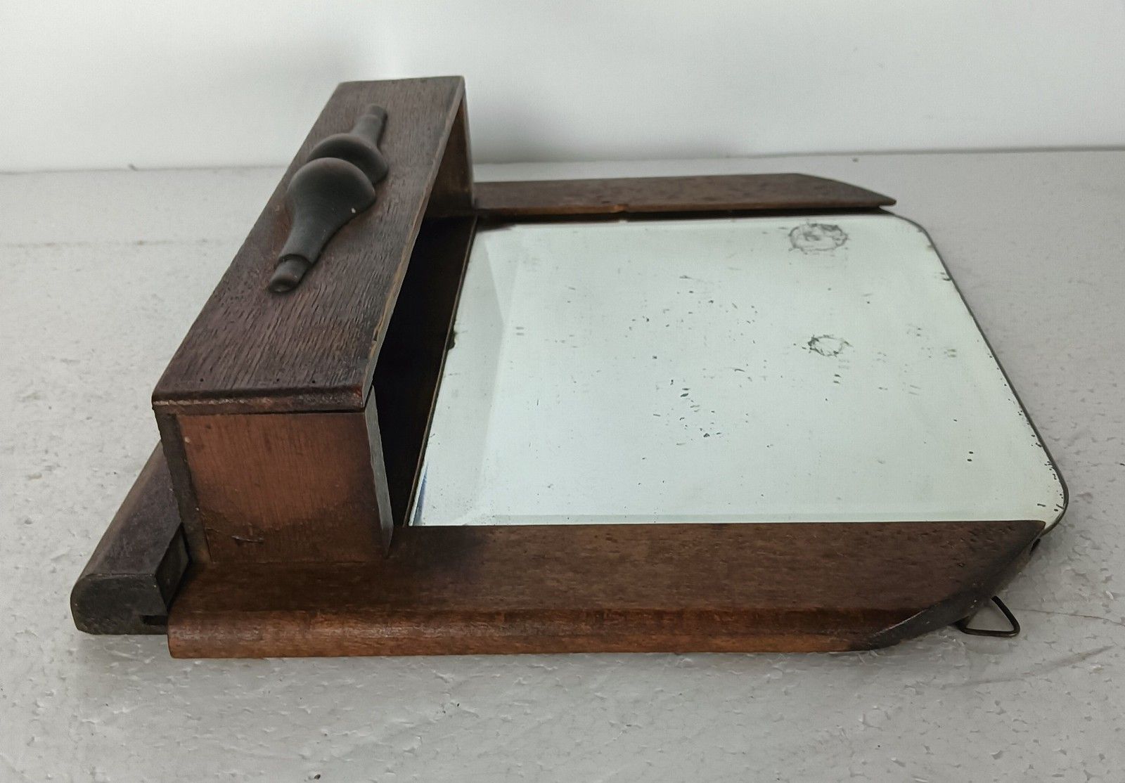Antique Small Wall Hanging Comb Shaving Cabinet Wood Beveled Glass photo buy
