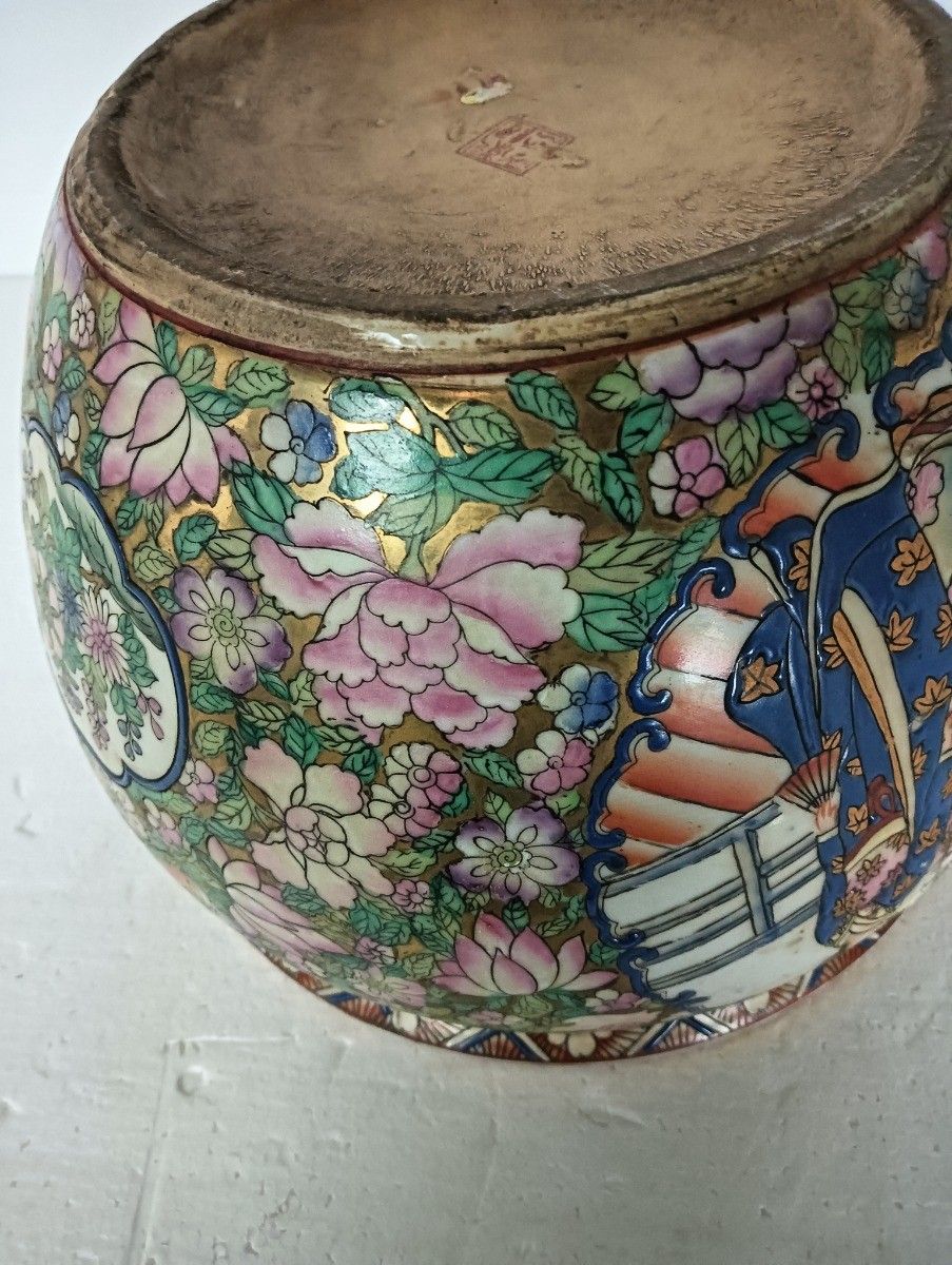 photo furniture Vintage Chinese Porcelain Enamel Koi Fish Bowl Planter Vase Flowers Cachepot Han