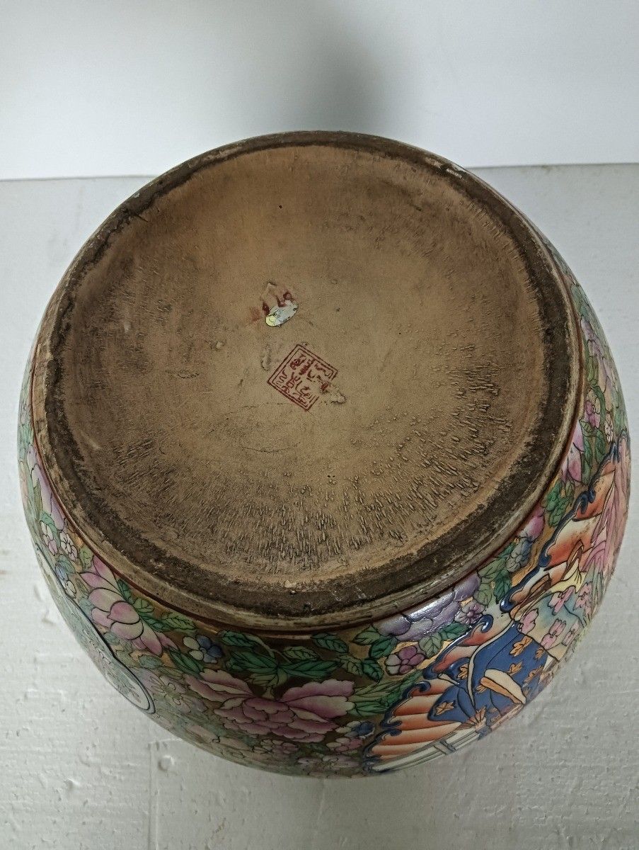 photo for sale Vintage Chinese Porcelain Enamel Koi Fish Bowl Planter Vase Flowers Cachepot Han
