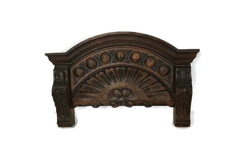 Antique Carved Wooden Ornate Pediment Over Door Architectural Reclaimed Salvaged