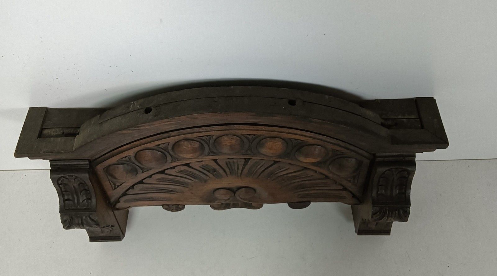 Antique Carved Wooden Ornate Pediment Over Door Architectural Reclaimed Salvaged photo for sale