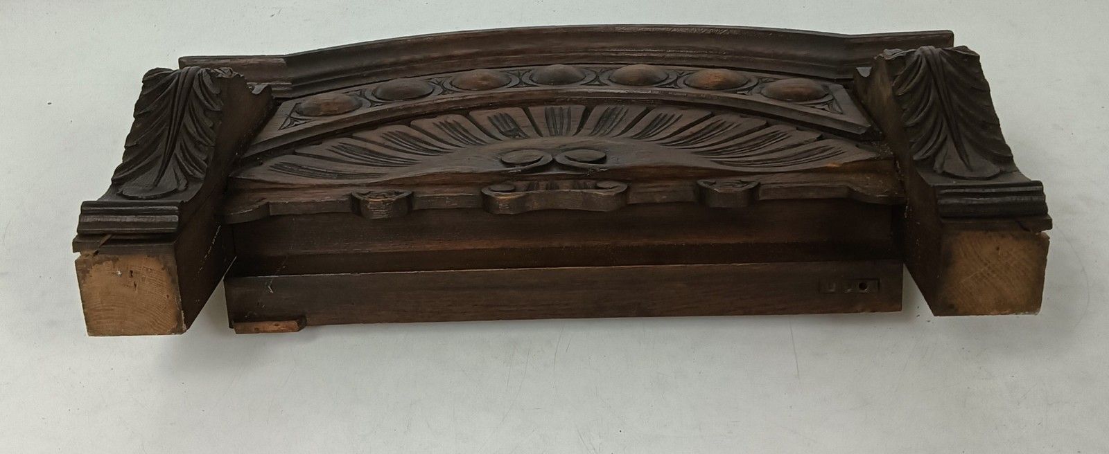 Antique Carved Wooden Ornate Pediment Over Door Architectural Reclaimed Salvaged photo vintage