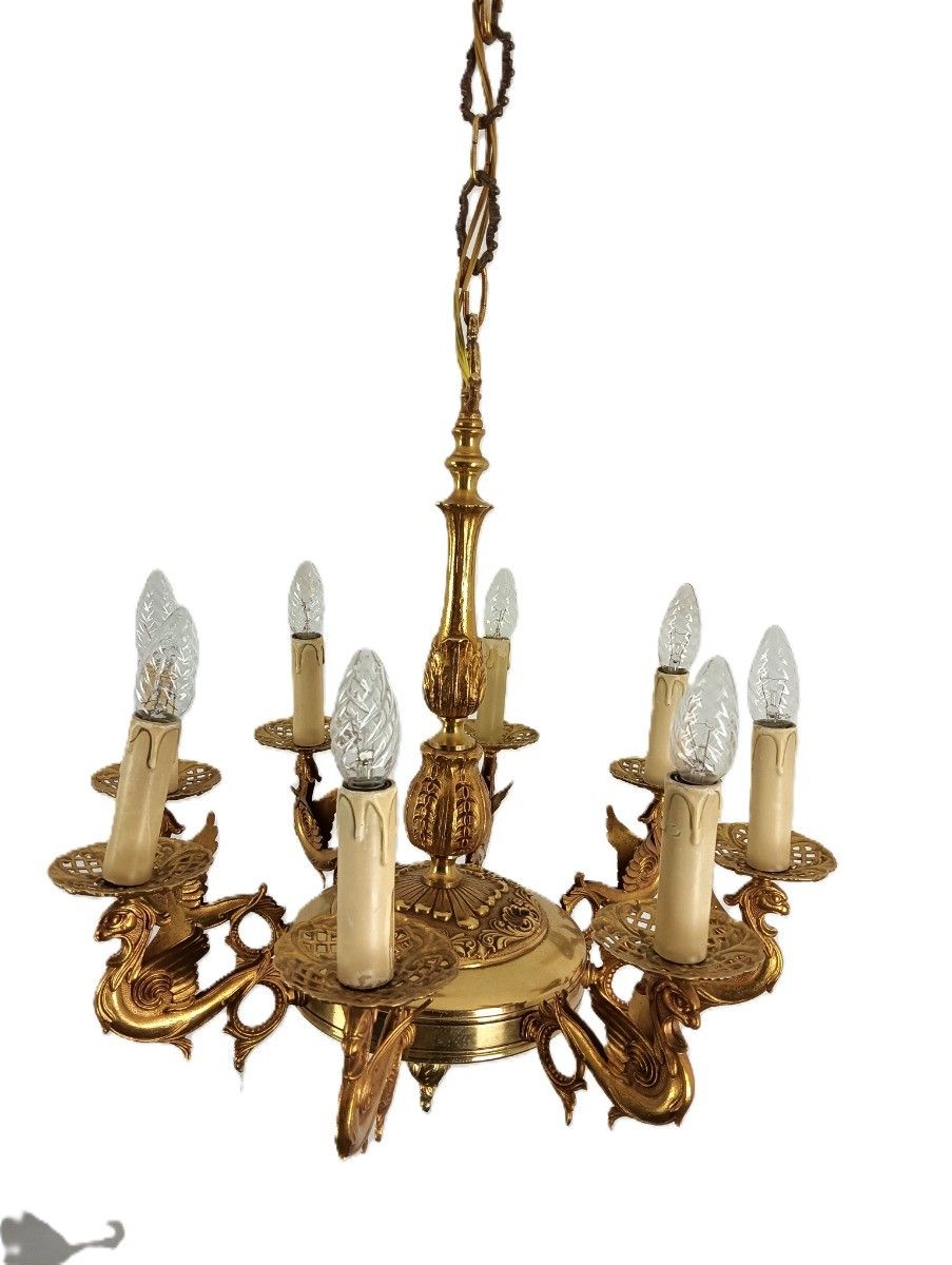 Gothic Ornate Brass 8 Arms Lights Chandelier Revival Dragons Griffins photo furniture