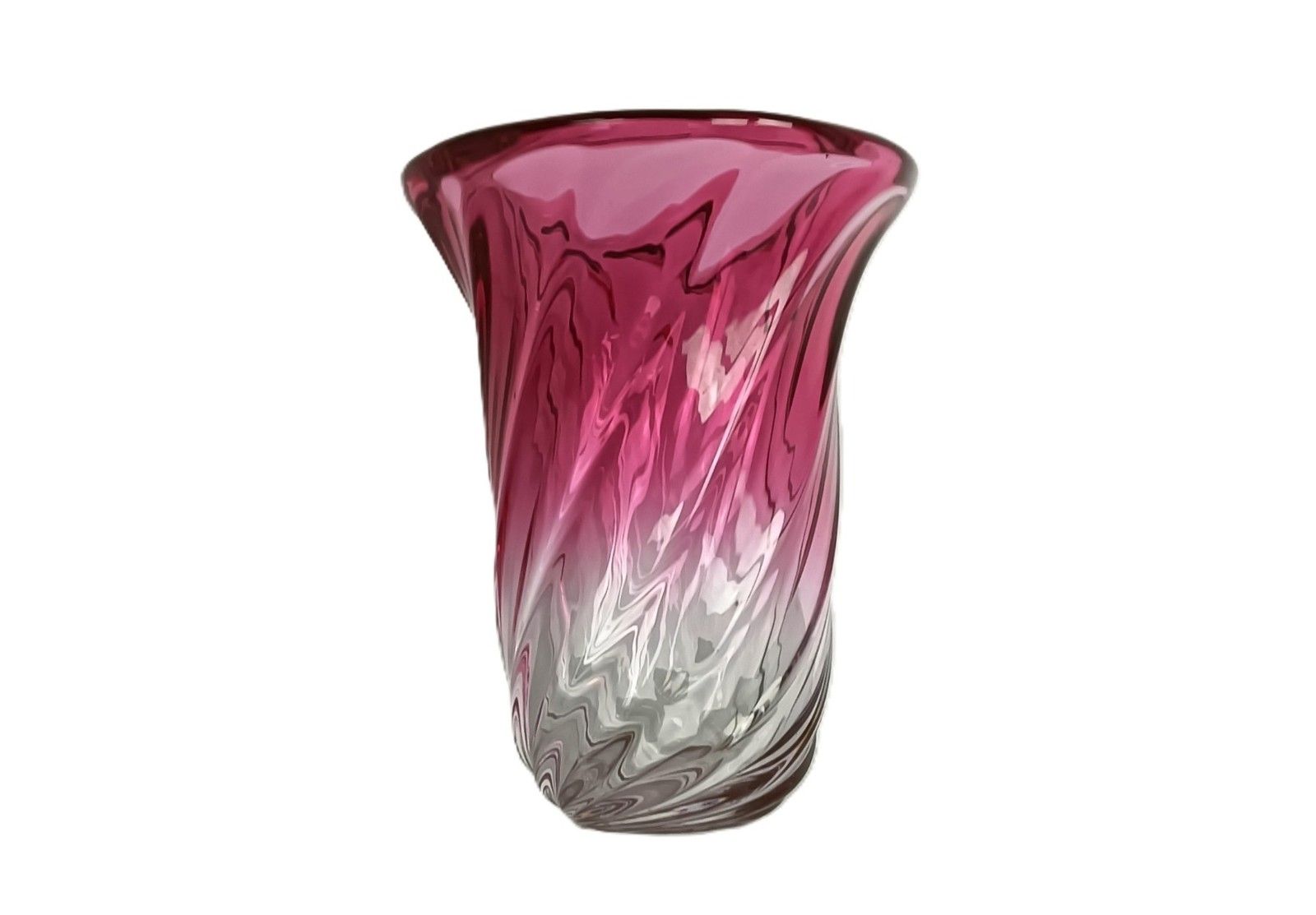 Vintage Crystal Vase Val St Lambert Swirled Clear Cranberry Belgium photo furniture