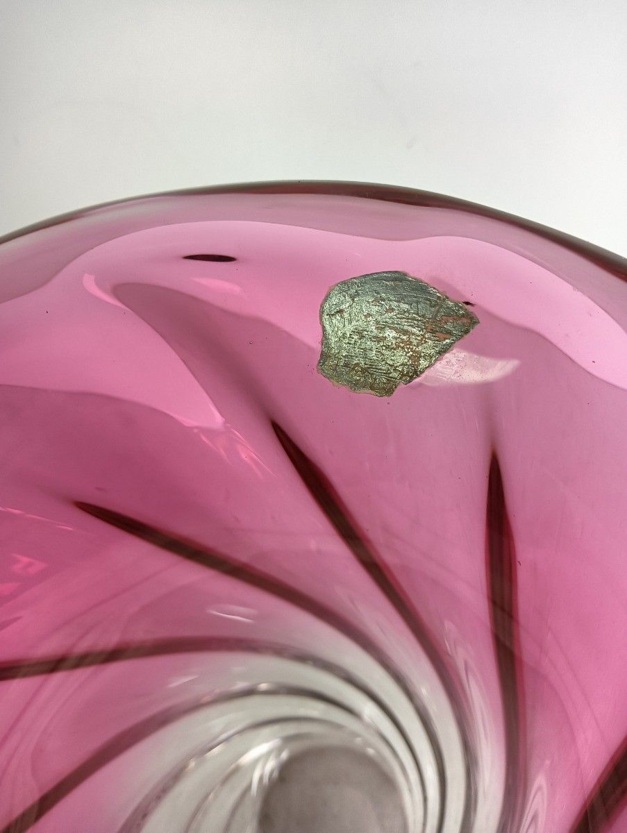 Vintage Crystal Vase Val St Lambert Swirled Clear Cranberry Belgium photo Home Decor