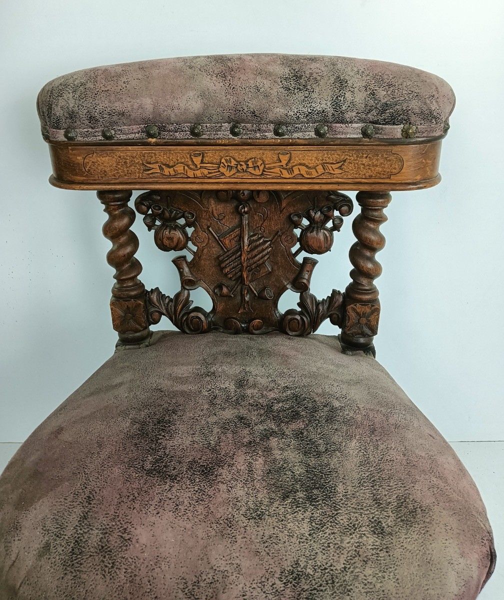 Smoker Chair Antique Barley Twist Lounge Chair Empire Style Fumeuse Rare photo Furniture