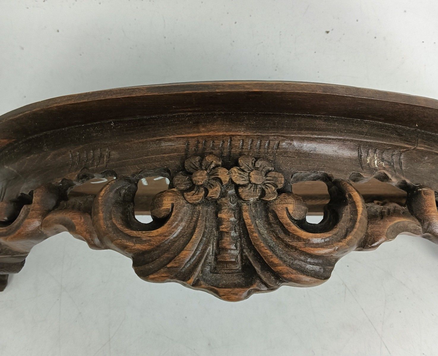 Antique Ornate Hand Carved Wood Wooden Wall Hanging Console Shelf Ornate photo vintage