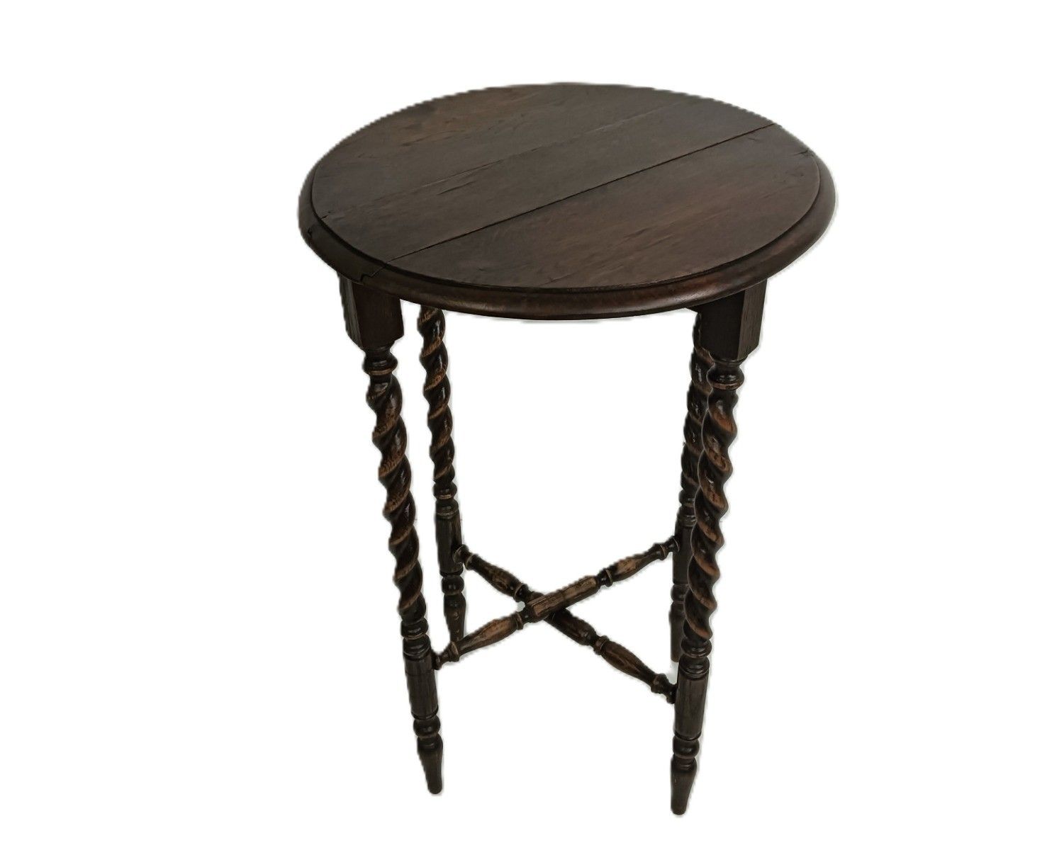 Practical Barley Twist Wood  Side Occasional Wine Coffee Table Pedestal Foldable photo for sale