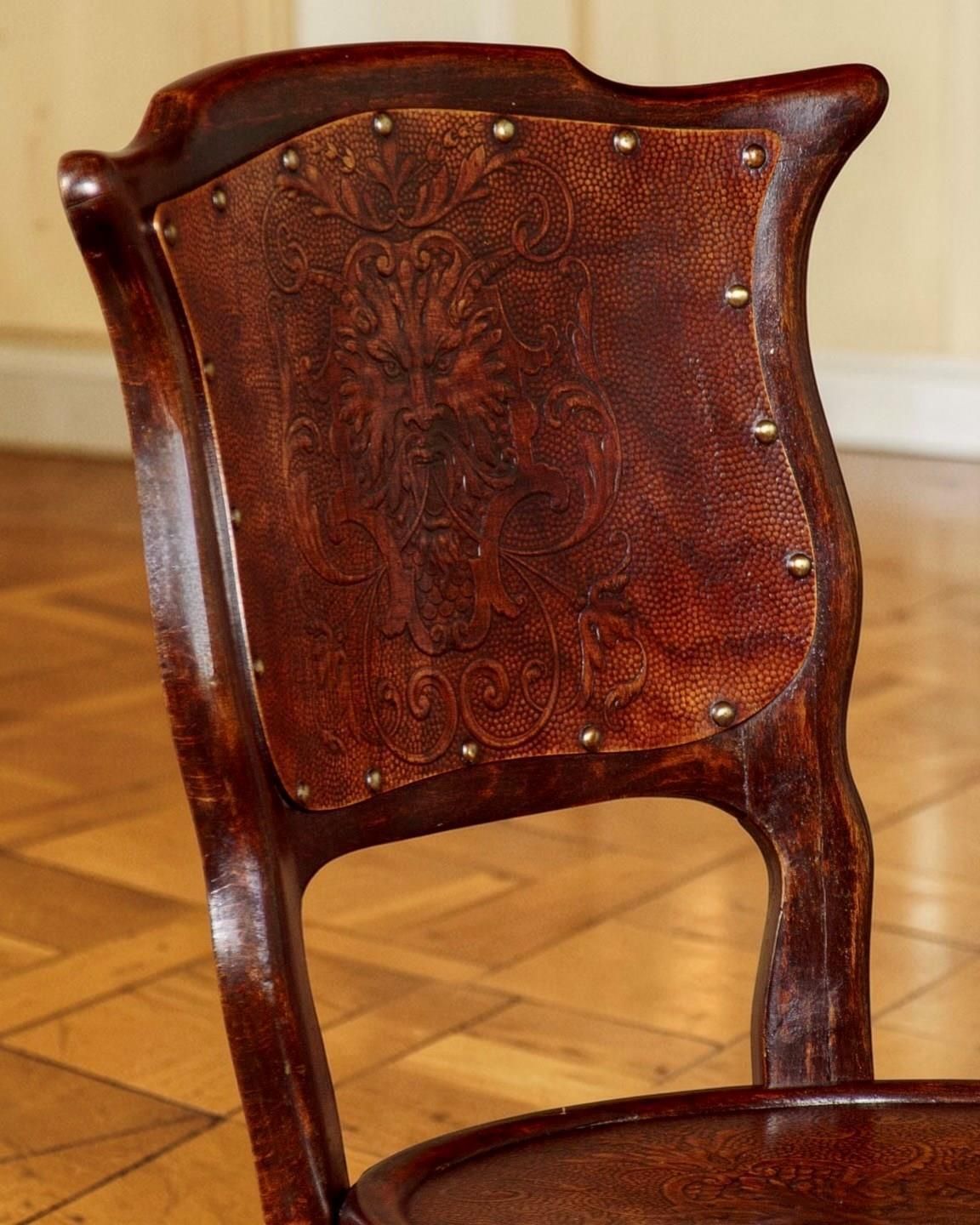 Rare Set Of Four Embossed Thonet Or J & J Kohn Bentwood Chairs, Circa 1900 photo Furniture