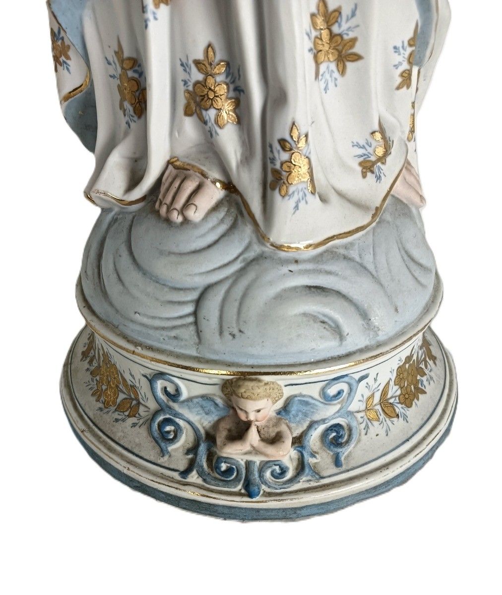 French Antique Bisque Statues Virgin Mary  Infant Jesus Joseph  Pair Stunning La photo Art
