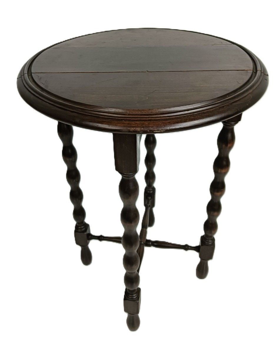 Practical Bobbin Legs  Wooden Side Occasional Wine Coffee Table Pedestal Foldabl photo vinterior