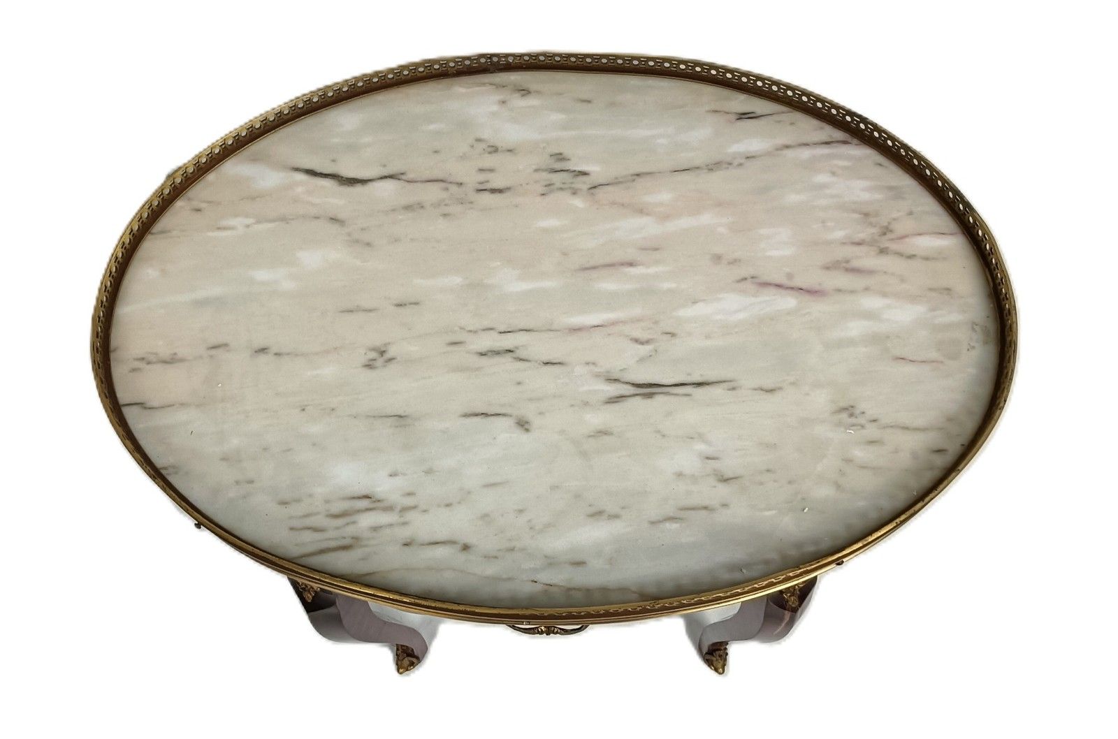Vintage Italian Inlay Marquetry Wood Hallway Table Marble Top Brass Trims photo buy