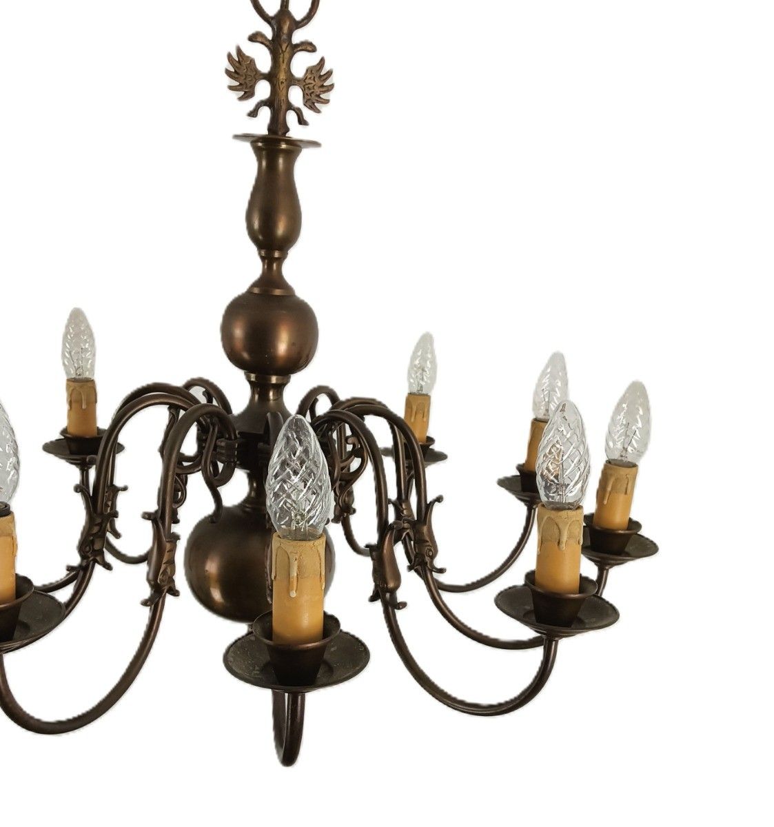Flemish Dutch Chandelier Style 10 Arm Lights  Country Vintage Brass Vintage photo buy