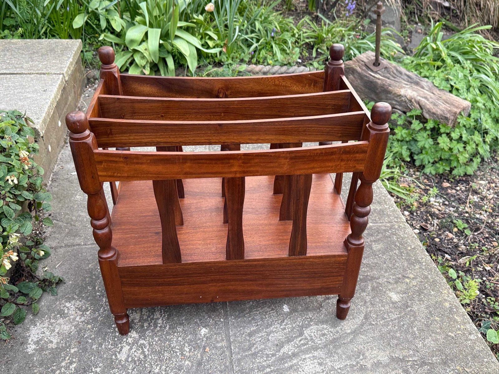 photo for sale Vintage Wooden Canterbury Magazine Rack With Drawers Turned Spindles Traditional Storage