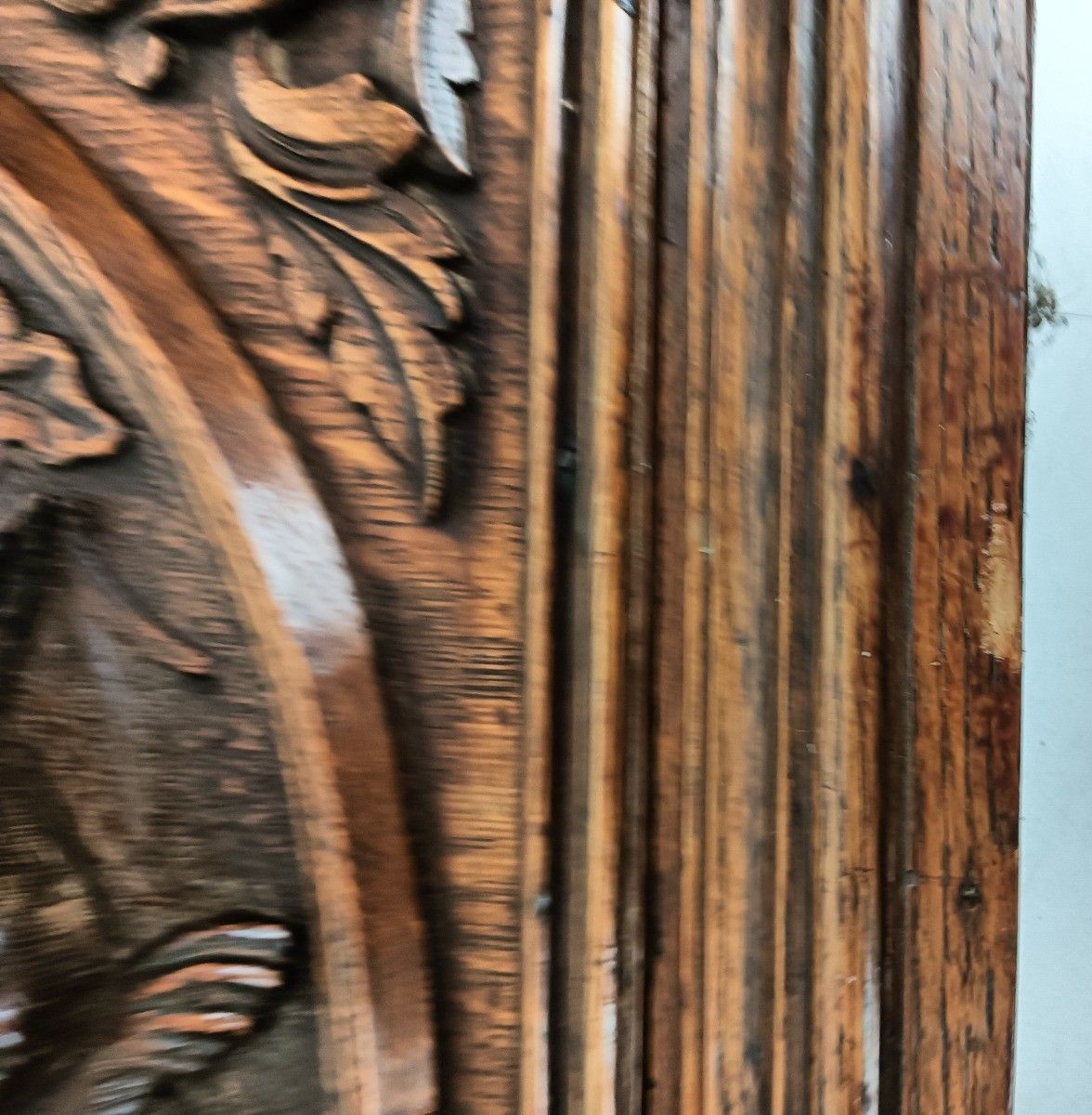 Antique Carved Wood Door Panel Cabinet Pediment Hunt Rabbit Bird Pheasant Reclai photo vintage