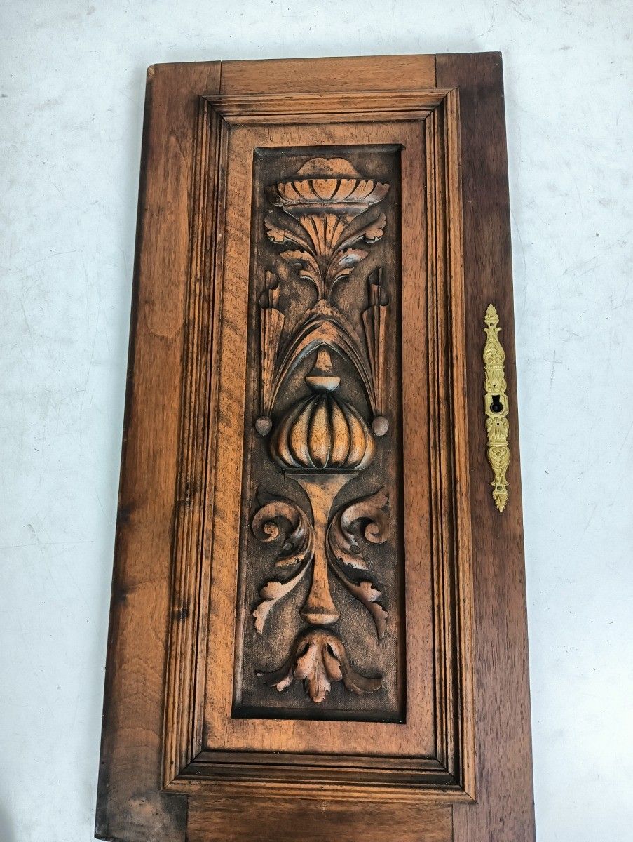 Small Door Panel Carved Wood Antique Pediment Reclaimed Architectural Salvaged photo Home Decor