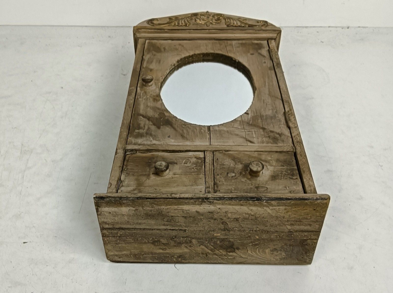 photo for sale Small Antique Barn Style Hanging Medicine Apothecary Shaving Cabinet Wood