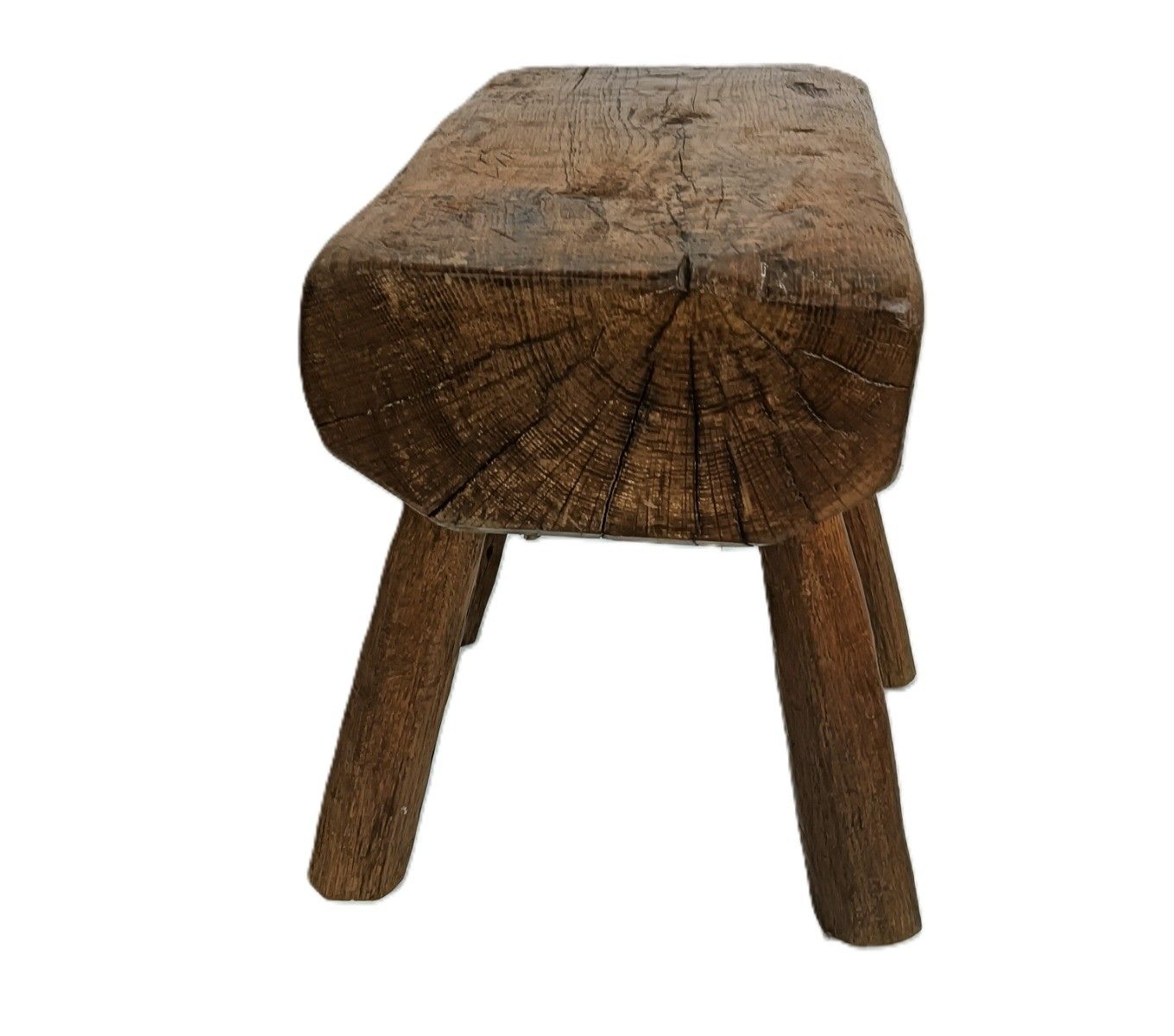 Antique Folk Art Hand Made Brutalist Footstool Milking Stool Pedestal Plant Stan photo vintage