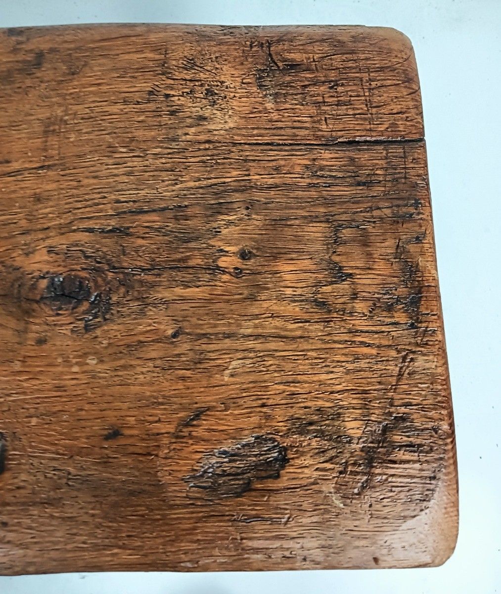 photo for sale Antique Folk Art Hand Made Brutalist Footstool Milking Stool Pedestal Plant Stan