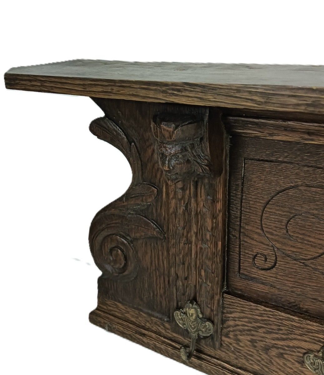Hand Carved Wood Antique Coat Hat Kitchen Hallway Rack Ornate Figurine Male Head photo furniture