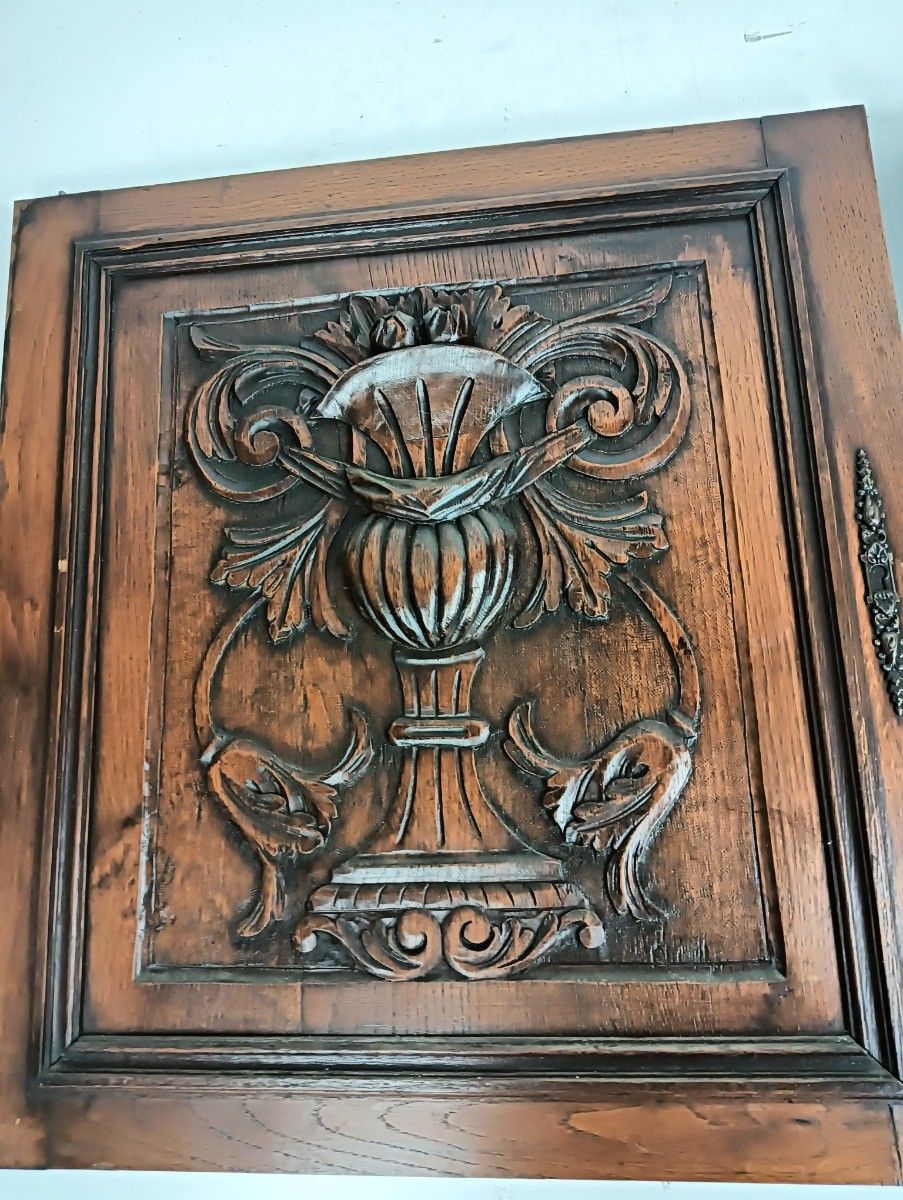 Pair Antique Door Panels Doors Cabinet Reclaimed Architectural Vase Flowers Bas photo buy