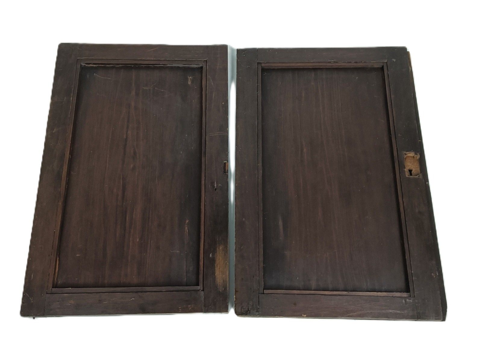 Pair Door Panels Antique Hand Carved Ornate Leafs Architectural Salvaged photo buy
