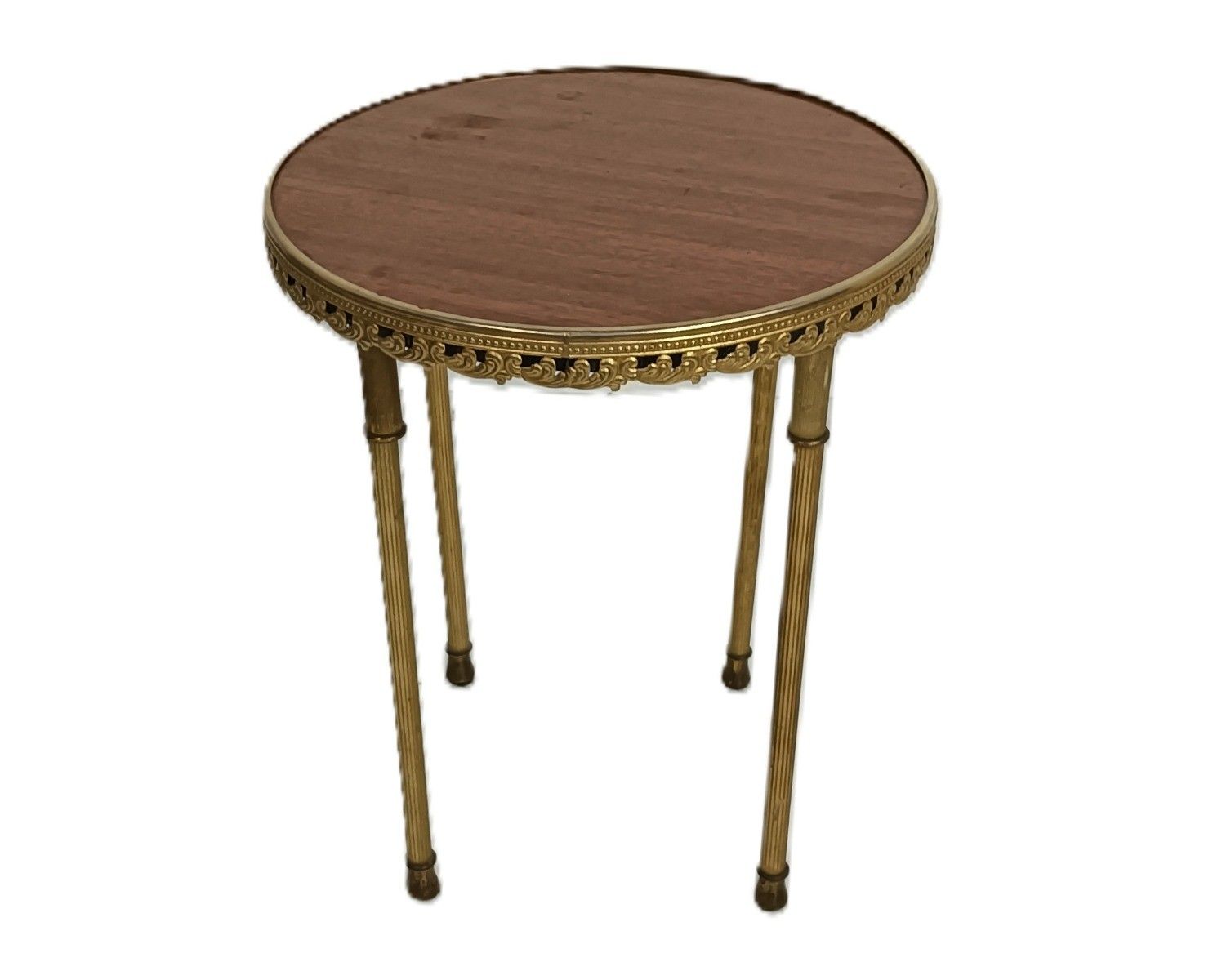 Vintage  Side Table Messing Veneer Top Occasional Table Pedestal Plant Stand Hol photo furniture