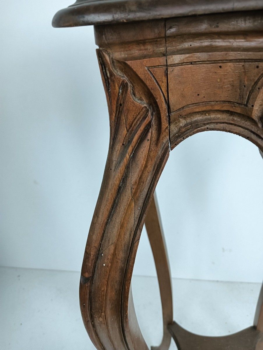 Large Ornate Two Tier Pedestal Antique Art Nouveau Plant Stand Side Table Wood photo for sale