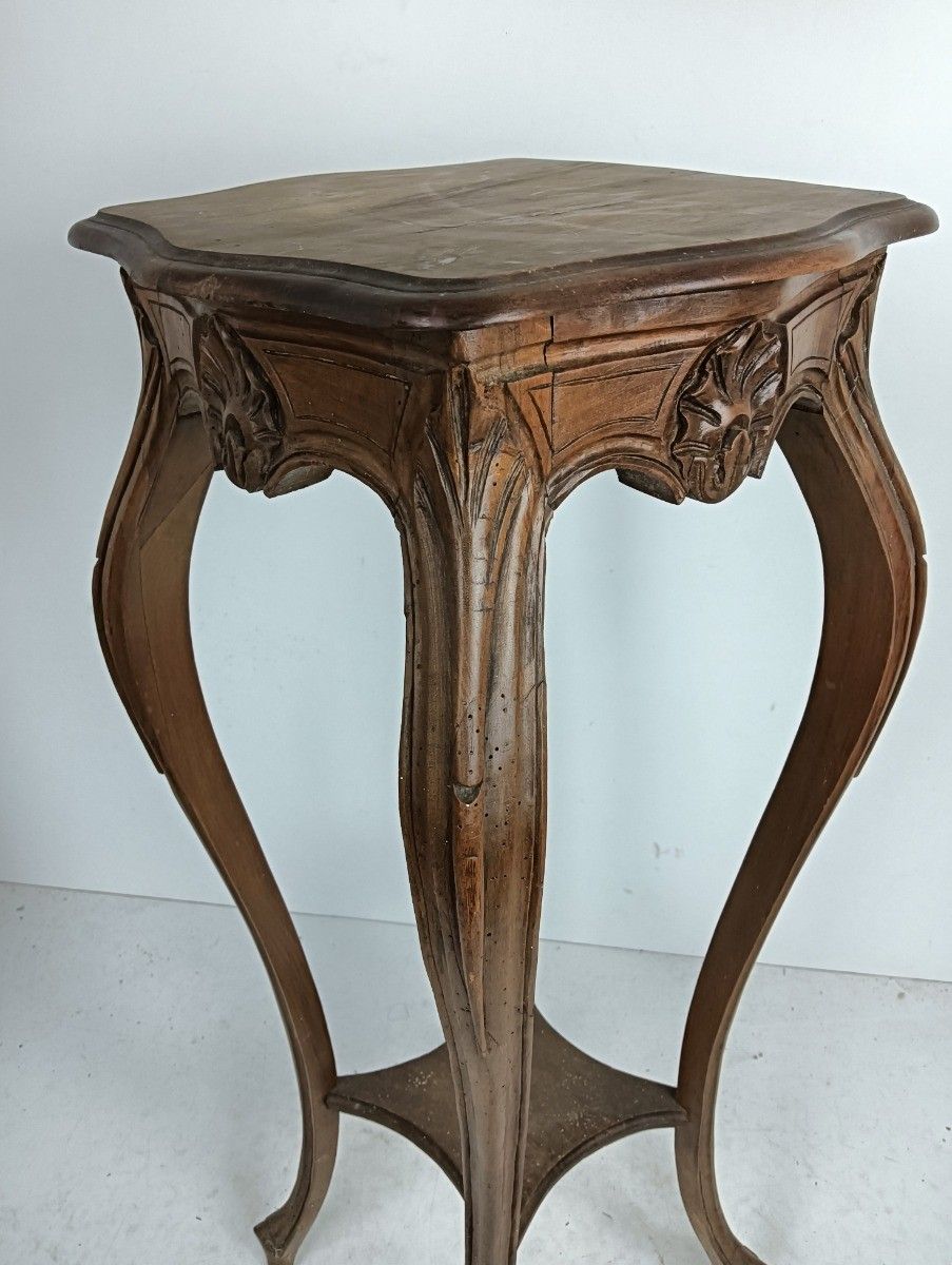 Large Ornate Two Tier Pedestal Antique Art Nouveau Plant Stand Side Table Wood photo 538.0