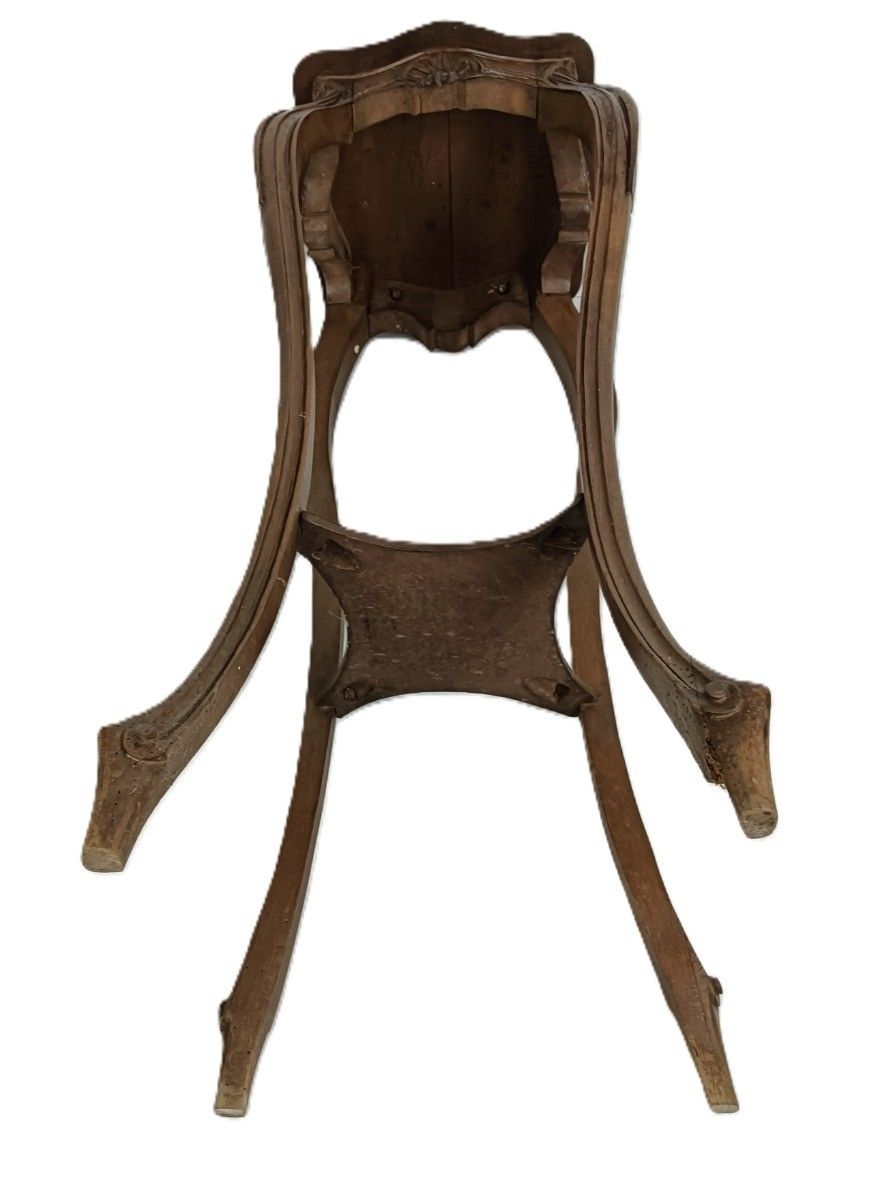 photo buy Large Ornate Two Tier Pedestal Antique Art Nouveau Plant Stand Side Table Wood