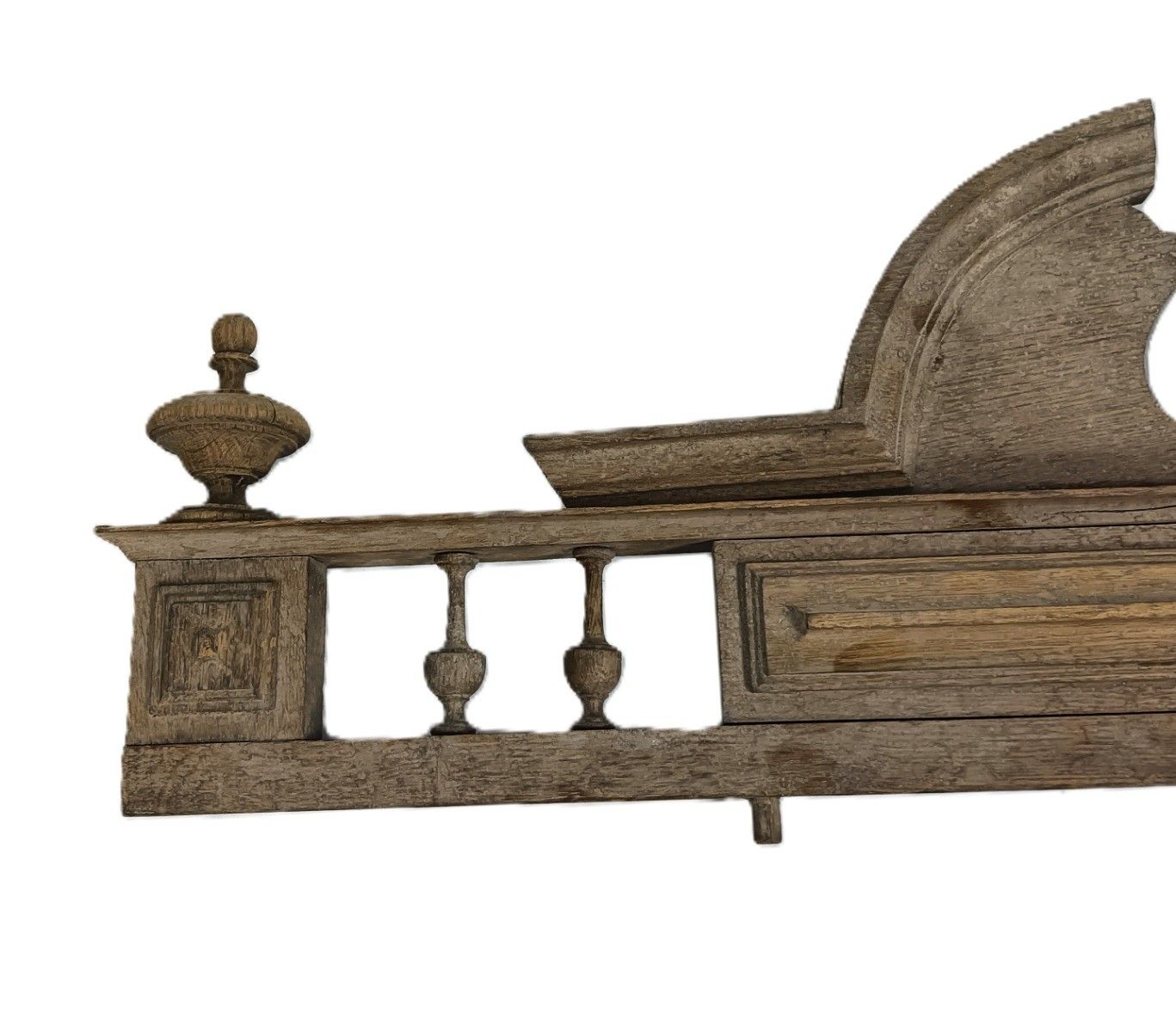 Pediment Over Door Antique Carved Wood Spindles France Reclaimed Architectural S photo for sale