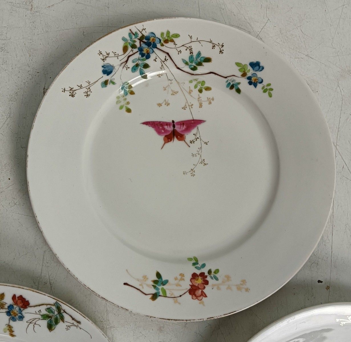 Set Of 6 Victorian Antique 19th Century Breakfast Plates Hand Painted Flowers Bu photo buy