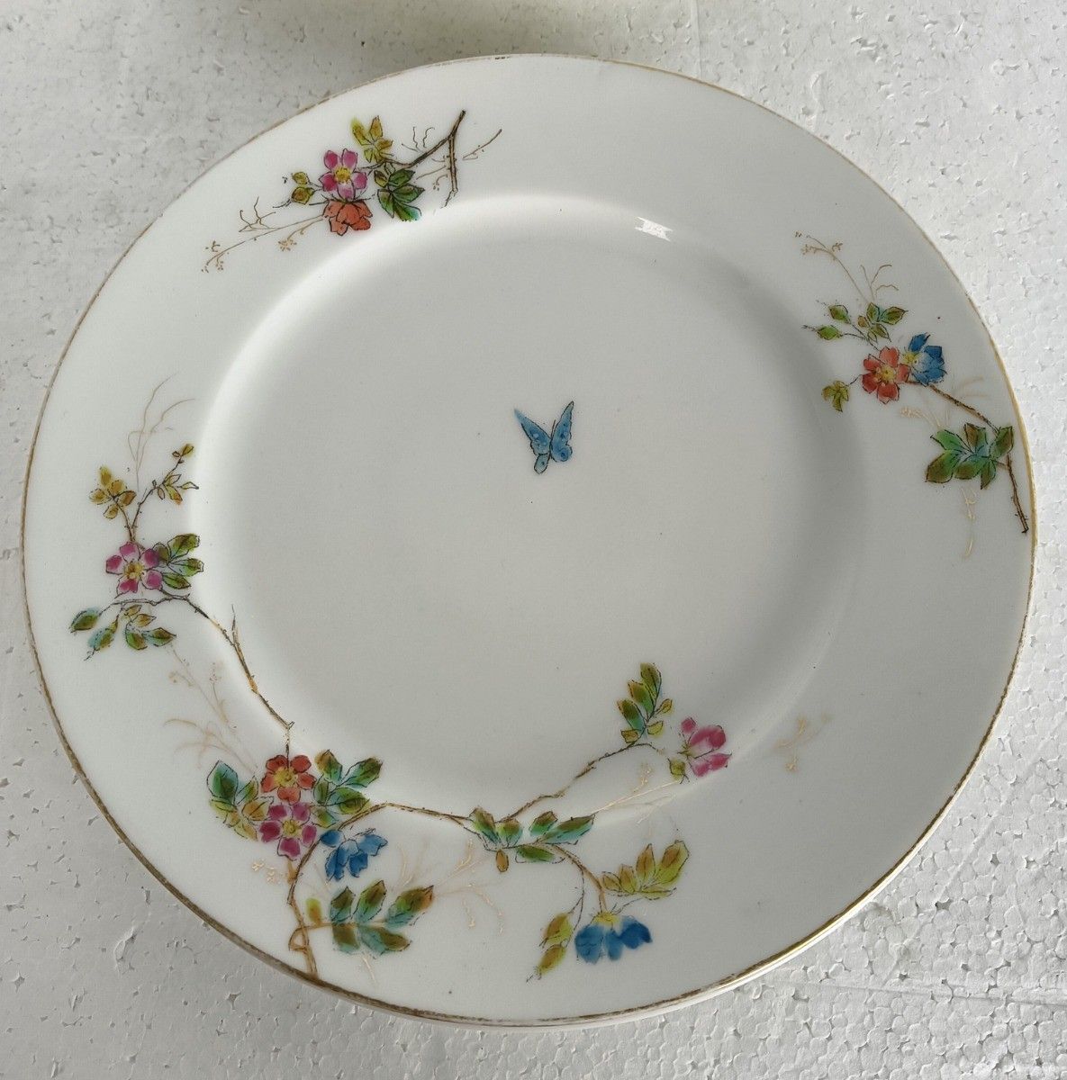 Set Of 3 Victorian Antique 19th Century Breakfast Plates Hand Painted Flowers Bu photo Home Decor