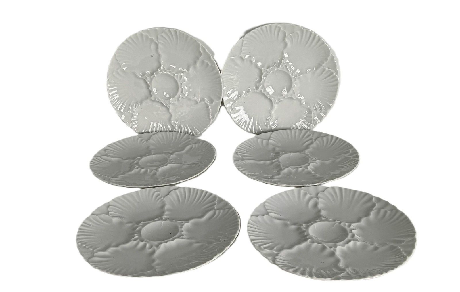 Set Of 6 Oyster Plates Porcelaine White  Germany Waldsassen Bareuther Bavaria VI