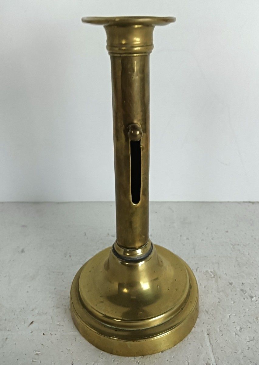 Antique 19th Century Georgian Candle Stick Holder French Mechanical Slide French photo furniture