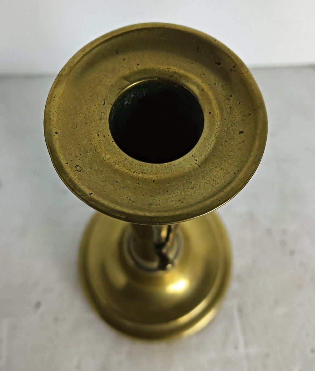 Antique 19th Century Georgian Candle Stick Holder French Mechanical Slide French photo Home Decor